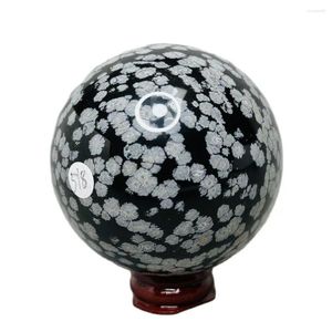 Decorative Figurines Natural Stone Snowflake Obsidian Ball Volcanic Room Home Decoration Gift Witchcraft Altar Prayer Crystal & Healing