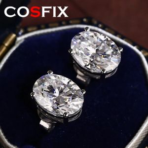 Earrings COSFIX 0.51ct Moissanite Stud Earrings For Women Pear Cushion Heart Women Moissanite Stud Earring Yellow 2023 Trend Earrings