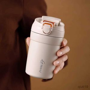 Thermoses Coffe Insulation Mug Ceramic Liner Thermos With Straw Cold-Keeping Car Simple style Leak-Proof Car Women General Gift Cup