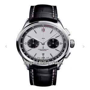 New Premier B01 Steel Case AB0118221G1P1 VK Quartz Chronograph Mens Watch Stopwatch White Dial Leather Strap Watches Hello Watch 6304C