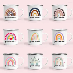 Muggar Personlig Rainbow Mugg Kids Jul / år Barndag Presentläger Emalj Cup Custom Cups