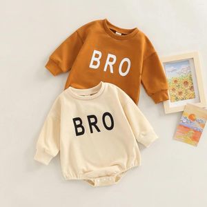 Strampler 2024-07-29 Lioraitiin 0-24M Kleinkind Baby Mädchen Jungen Herbst Casual Strampler Langarm Rundhals Brief BRO Drucken Lose Overall