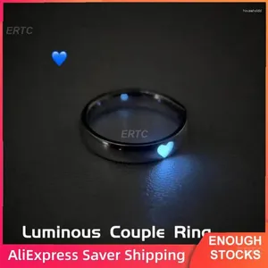 Decorazioni per feste Anello regolabile Gioielli Regalo per coppie Lega Luminoso Moda Blu-ray Cuore