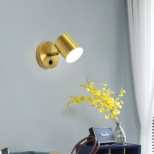 Duvar lambası 6W COB LED Akrilik Başucu Sconce Tri-Renk Önceden Döner Kapalı Yatak Odası Işık Fikstür Açık/Kapalı Anahtar Yüzey Montajı