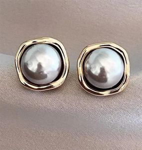 Dangle Earrings 2024 Trend Fashion France Square Grey Color Pearl Stud For Women Niche Jewelry Girl Gift