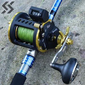 Sougayilang Saltwater Fishing Reels Cast Drum Wheel Trolling Casting Reel Boat Ocean Round Baitcasting Pesca 240119