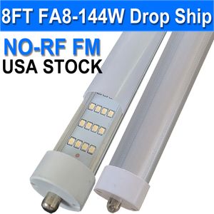 Luz de tubo LED T8 8 pés 144W, base FA8 de pino único, tampa leitosa, branco frio 6000K 6500K, substituição de tubo fluorescente Workbenck Warehouses usastock