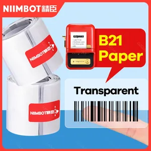 NIIMBOT B21 B1 Label Skrivare trycker papper Transparent Clear Name Sticker Waterproof Self Adhesive Streckkod för B203 Maker