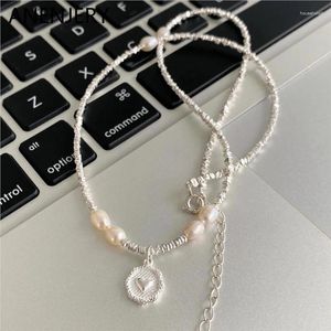 Pendant Necklaces ANENJERY Imitation Pearl Heart Pattern Necklace For Women Trendy Geometric Collar Chain Light Luxury Jewelry Gifts