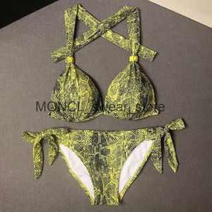 Damskie bikini bikini w stylu mody Snake Wzór węża seksowna dwuczęściowa dzielone kobiety push up bikinis Beachwearh2421