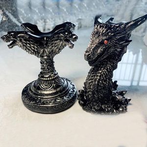 Decorative Figurines Dragon Head Crystal Ball Holder Sphere Stand Display Base Wolf Miniature Resin Desk Ornament Po Props Gifts