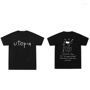 Erkek Tişörtleri Rapçi Kaktüs Jack Wink Utopia gömlek Erkek Kadın Mektup Graffiti Sokak Giyim Büyük Boy T-Shirt Hip Hop Harajuku Tees