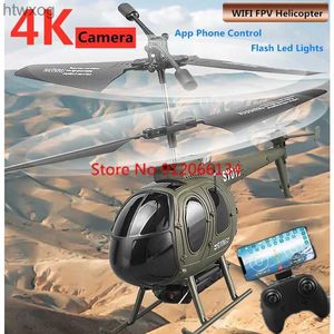 Drönare Ny design RC -helikopter med 4K HD -kamera 2.4G 4Ch LED -lampor Höjd Håll telefonkontroll Aerial Helicopter Drone For Kid Gift YQ240201