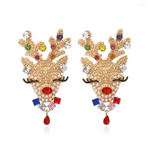 Dangle Küpeler Rhinestone Ren geyiği Noel Tatil Aksesuarları Kadınlar Santa Işıkları Elf Festival Hediye Noel Karınca