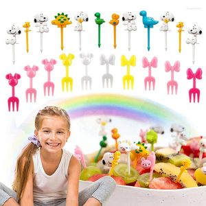 Garfos dos desenhos animados garfo de frutas palitos bonito animal seleção de alimentos mini bento caixa almoço decoração ferramenta suplemento infantil