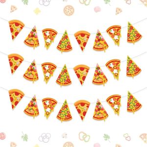 Party Decoration Cheereveal 3 Pieces Pizza Banner Theme Pennant Bunting Garland för Baby Shower Birthday Bachelorette Decorations