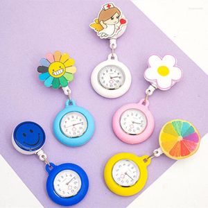 Pocket Watches Lovely Super Cute Cartoon Girl Pattern Light Luminous Needle Quartz Movement Nurse Watch Good Gift