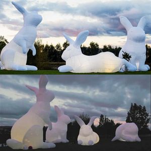 wholesale 13.2ft Inflatable Rabbit Easter Bunny model Invade Public Spaces Around the World with LED light