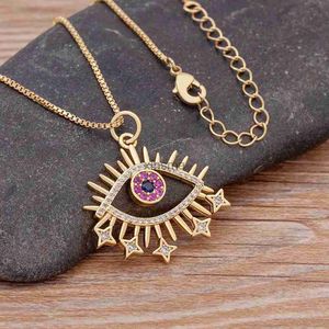 Chokers Nidin Light Luxury Fashion Crystal Turkish Evil Eye Pendant Necklace For Women Exquisite Design Boho Girl Choker Jewets Gifts YQ240201