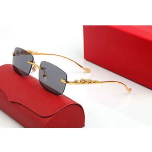 2024 Carti Sunglasses for Woman Frameles Metal Leopard Half Rectangle Prescription Glasses Discoloration Metal Clear Optical Eyeglass Designer Frame Man classic