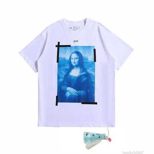 Mens T-shirts Xia Chao Brand ow off Mona Lisa Oil Målning Arrow Kort ärm Män och kvinnor avslappnad stor lös T-shirt 1 T0HI