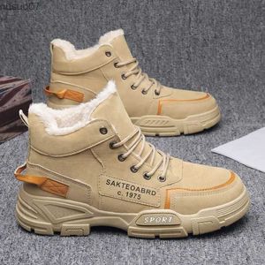 Boots Men Warm Boots 2023 Winter New Fur Shoes Men Sneaker Rubber Hiking Shoe Fashion Casual Waterproof Leather Hiking Boots