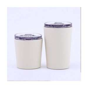 Bicchieri da 8 Oz 12 Oz Bicchieri magri per bambini Bicchiere piccolo in acciaio inossidabile smerigliato con coperchio e tazza da auto portatile da viaggio Studente Wa Dhsx4