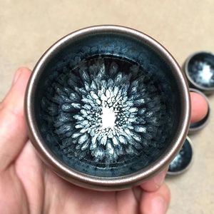 Xícaras de chá jz140 estilo antigo tian mu copo japonês pequena flor tigela artesanal porcelana café leite copo de água/jianzhan