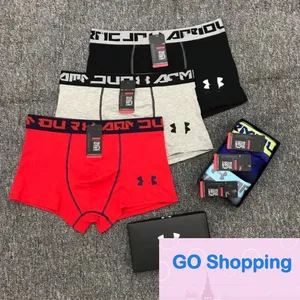 Marca de moda esportiva roupa interior masculina puro algodão boxer breve cuecas masculinas atacado