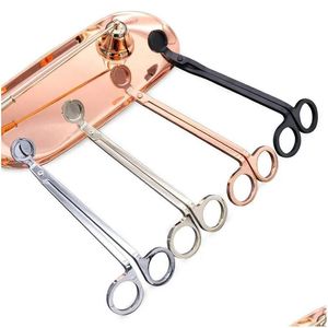 Sax rostfritt stål Snuffers Candle Wick Trimmer Rose Gold Cutter Oil Lamp Trim Scissor 1207 Drop Delivery Home Garden Tools Han DH6Y9