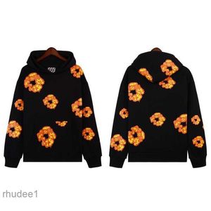 Winter Hoodie Fashion ReadyMade Mens Autumn and Denim Designer tårar Hoodies Flower Puff Printed Sweatshirt Men Top Pullover Lazy Xydd