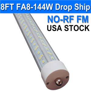 T8 T10 T12 8フィートLEDチューブ電球、144W 6500Kデイライトホワイト、シングルピンFA8 LED交換蛍光備品、バラストバイパス、倉庫ワークショップガレージUSASTOCK