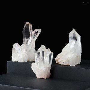 Estatuetas decorativas 1 peça 20-50g cluster de cristal branco natural irregular pedras de energia de quartzo ponto áspero cristais crus decoração de sala