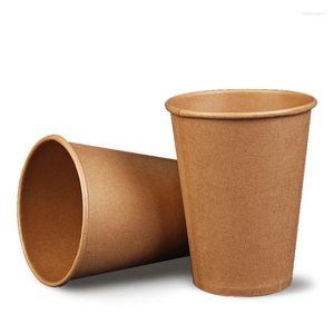 Disposable Cups Straws 100pcs/pack 245ml Kraft Paper Cup Coffee Top Quality For Drinking Party Supplies