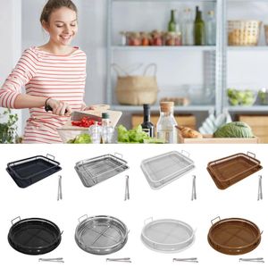 Pfannen Outdoor Grillpfanne Edelstahl Fried Food Kühlregal mit Clip Antihaft-Hochtemperatur-Backgeschirr Küchenutensilien