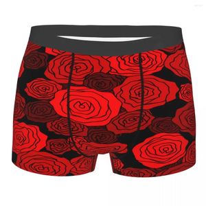 Underpants Boxer Men Underwear Male Panties Red Rose Shorts Comfortable Homme