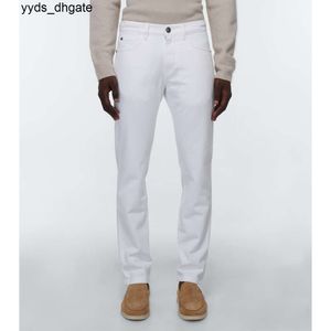 Loro Piano Jeans Calças para homens Longo Design Italiano Mid-rise Jeans Slim Europeu Americano Calças Sólidas 8297