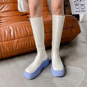 Buty Pink Winter Knee High Wałek Platforma Kawaii Białe buty dla kobiety Śliczne długie obuwie na promocji Chic i eleganckie