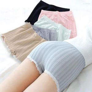 Calcinha feminina verão calças curtas mulheres sexy rendas sem costura shorts segurança para vestido saia roupa interior boxers de alta estiramento