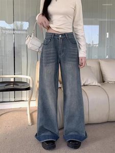 Jeans femininos deeptown y2k baggy perna larga mulheres vintage streetwear lavado calças jeans grunge básico slouchy azul calças femme primavera