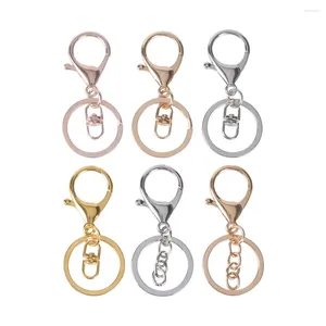 Keychains 5st/Lot Hummer Clasp Keyrings with Chain 30mm Split Key Ring Long 70mm For Jewelry Making Supplies