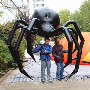 wholesale Halloween Parade Performance Walking Inflatable Black Spider Marionette Puppet 3m Width Blow Up Spider Costume For Outdoor Festival Events