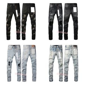 fioletowe dżinsy na męskie spodnie dżinsowe spodnie żółte szczupła czarna zbrana motocyklista Slim Fit Motorcycle Mans Stacked Dżinsy Męs