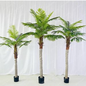 Decorative Flowers 160/180/200cm Artificial Palm Tree Fake Tall Coconut Simulation Plant Bonsai Indoor Large Tropical Green Floor Potted