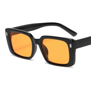 Sonnenbrille Retro Rivet Square Sonnenbrille für Damen Markendesigner personalisierte Sonnenbrille für Damen Mode Orange Retro Oculos De Sol J240330