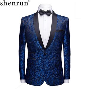 Men Fashion Slim Fit Suit Jacket Skinny Tuxedo Casual Blazer Floral Jacquard Shawl Lapel Costume Wedding Party Prom mens blazers 240118