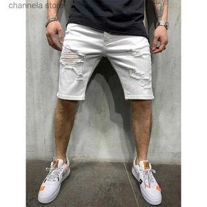 Men's Shorts 2023 Summer Ripped Shorts Jeans Men Denim Pants Stretch White Fashion Design Mens Jeans Streetwear Slim Male Short Jeans Hombre T240202