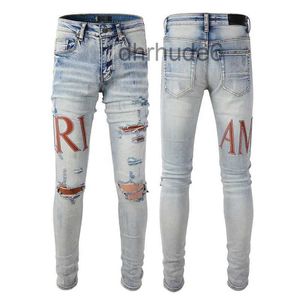 2023ss Designer Mens Jeans Hip-hop Fashion Zipper Hole Wash Jean Pants Retro Torn Fold Stitching Men Design Motorcycle Riding Cool Slim Pant Purple for Women. Z00N