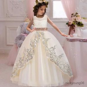 Vestidos da menina elegante menina vestido de casamento flor dama de honra banquete longo vestido 2024 meninas adolescentes roupas de formatura princesa apliques vestido de renda