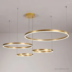 Lustres anel moderno led sala de estar decoração casa hanglamp jantar cozinha luminária foyer polar lustre iluminação